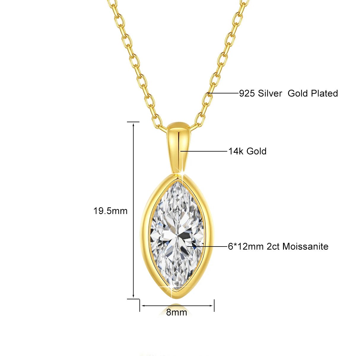 14K Gold Halskette mit Marquise-Moissanit | Soraya Nova