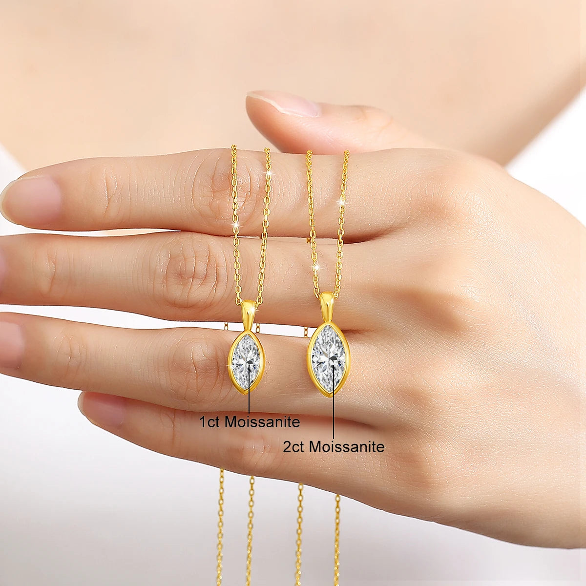 14K Gold Halskette mit Marquise-Moissanit | Soraya Nova
