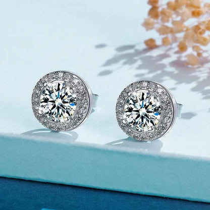 925 Sterling Silber – Moissanit Ohrstecker | 2x 1 Karat (VVS1, D-Farbe)