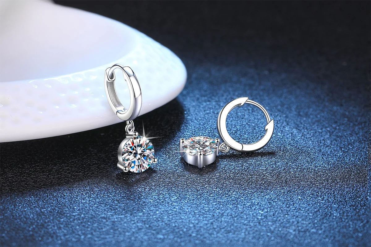 Soraya Nova – 2 Karat Moissanit-Ohrringe aus 925 Sterling Silber, edle Drop-Form, zertifiziert