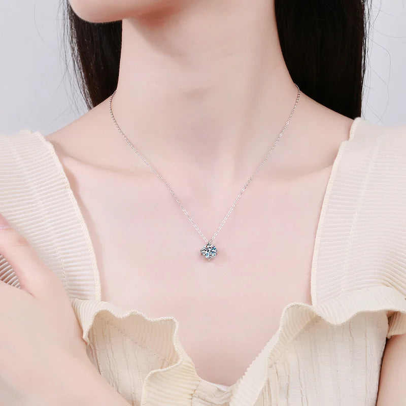Moissanit-Halskette in D-Farbe, Sterling Silber, funkelnd & edel | Soraya Nova