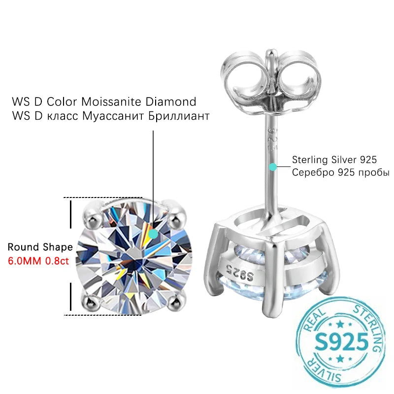 D Color 0.8 Karat Moissanit Ohrstecker – 925 Sterling Silber | Soraya Nova