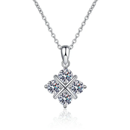 Moissanit-Halskette 4x4 mm Emerald Cut aus 925 Sterling Silber | Soraya Nova