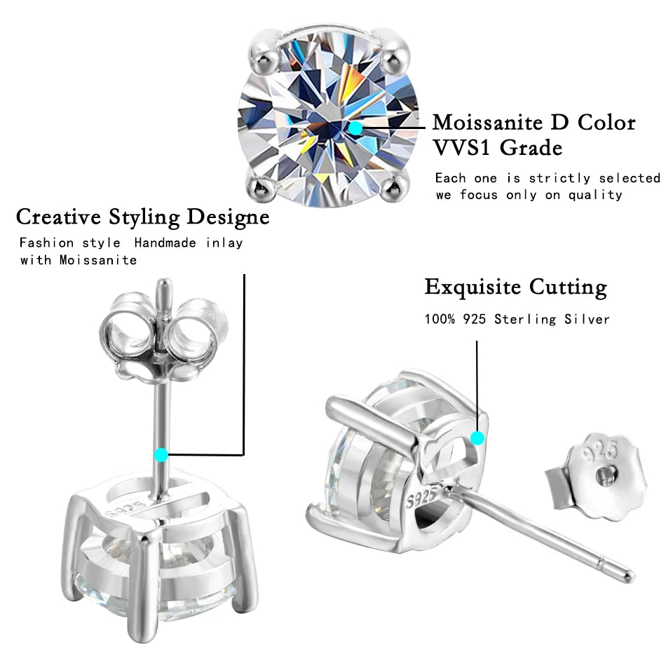 D Color 0.5 Karat Moissanit Ohrstecker – 925 Sterling Silber | Soraya Nova
