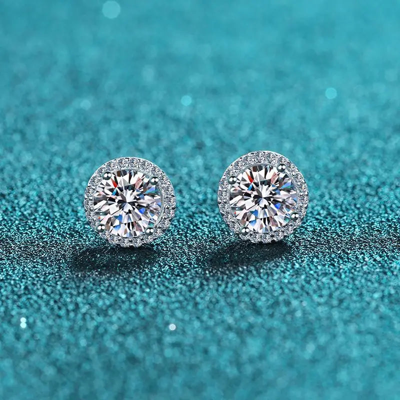 925 Sterling Silber – Moissanit Ohrstecker | 2x 1 Karat (VVS1, D-Farbe)