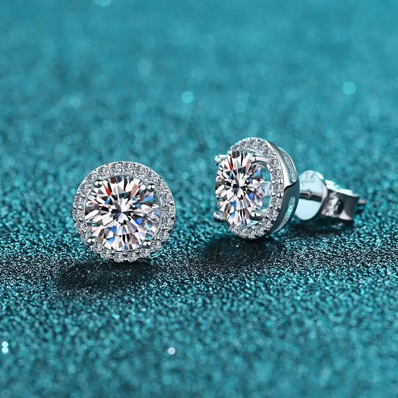 925 Sterling Silber – Moissanit Ohrstecker | 2x 1 Karat (VVS1, D-Farbe)