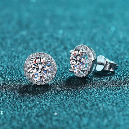 925 Sterling Silber – Moissanit Ohrstecker | 2x 1 Karat (VVS1, D-Farbe)